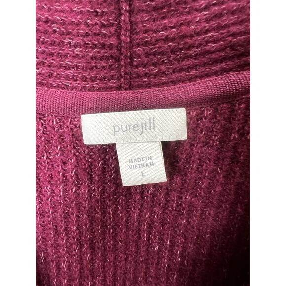J. Jill Pure Jill Womens V-Neck Sweater Sz L Purple Vibrant Minimalism Soft Cozy - Picture 3 of 8